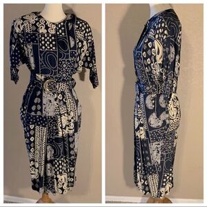 Vintage Tribal Print Geometric Dress Belt M